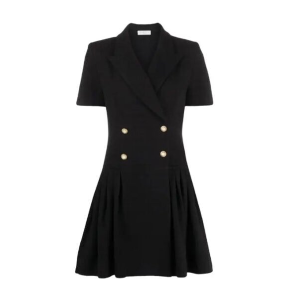 pleated blazer buttons short sleeves dress