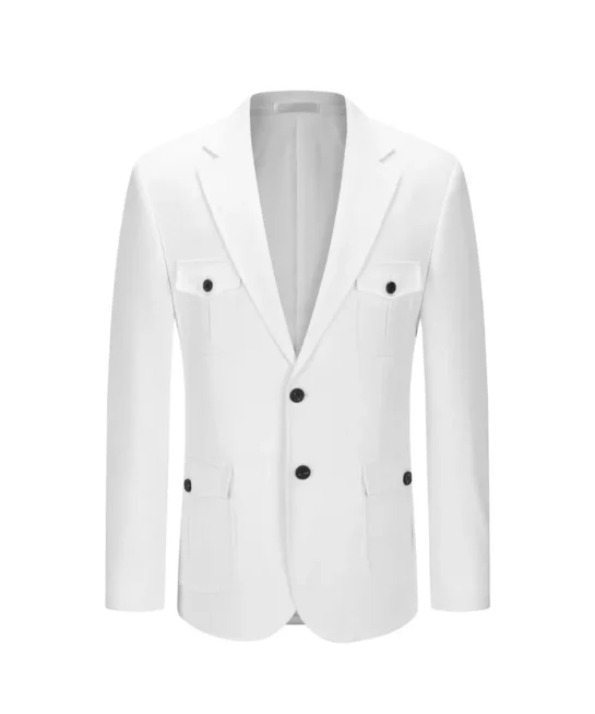 white single row two button suit